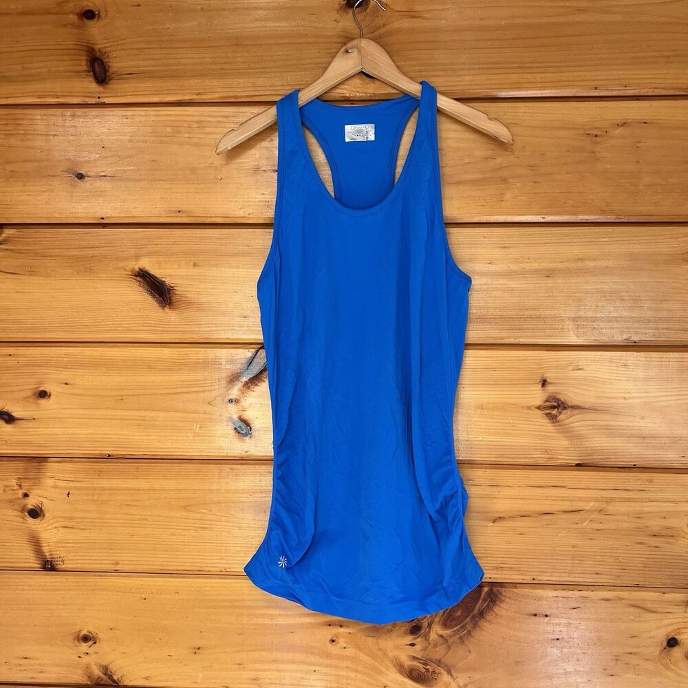 Athleta Racerback Tank Top Womens L Hem Grip Athletic Sleeveless Activewear Blue